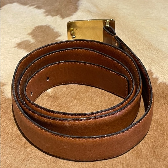 YSL Saddle Leather Belt 36/90 Vtg